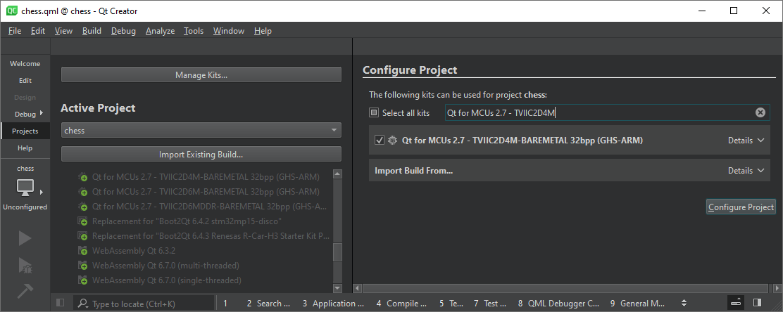 MCU project configuration