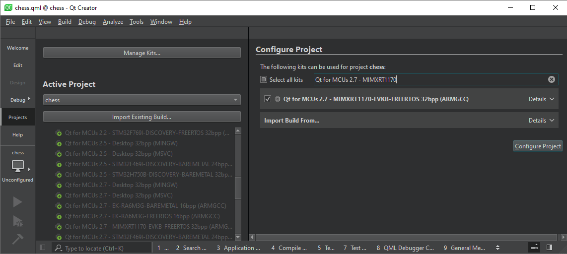 MCU project configuration