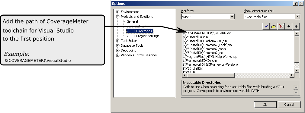 Setting the path on Visual C++ Express