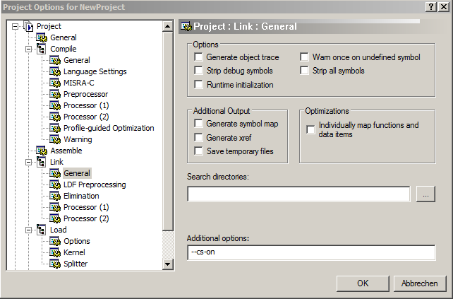Activating the code coverage analysis for the linker