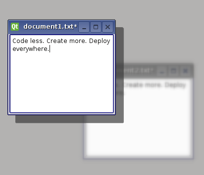 Opacity drop shadow effects applied on an application