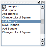 Undo stack showing list of commands