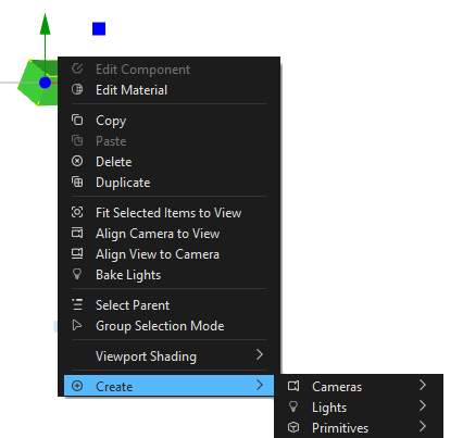 The context menu in the 3D view