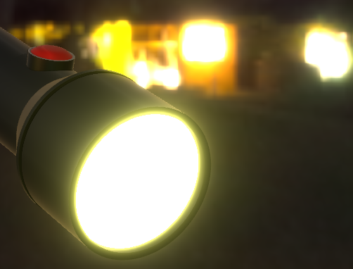 A close-up of a light in the scene with Blend mode set to Additive.