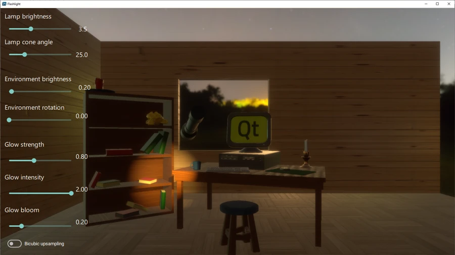 The Flashlight Example project running.