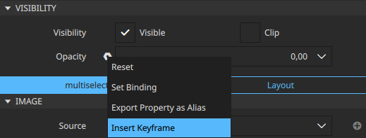 Inserting keyframe for the Opacity.