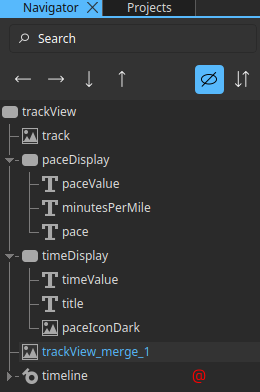 trackview_merge_1 in the navigator view.