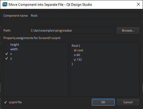 Move Component into Separate File dialog