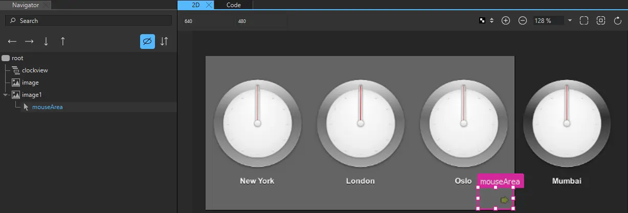 Mouse area for a button