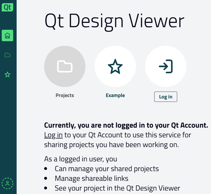 Qt Design Viewer homepage.
