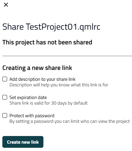 Options for shared application in Qt Design Viewer.