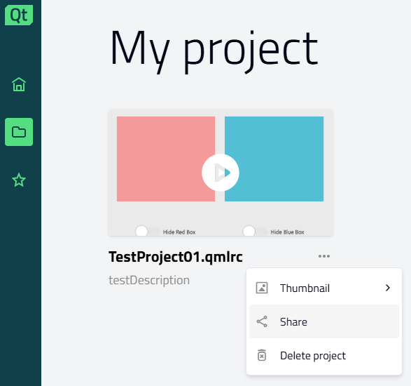 Share application from Qt Design Viewer.