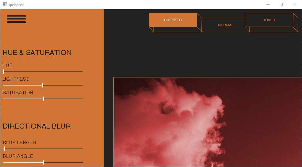 Side menu example application