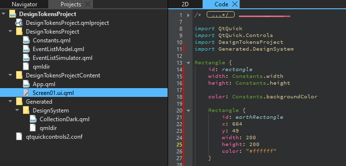 Including Design Tokens library to your Qt Design Studio design file