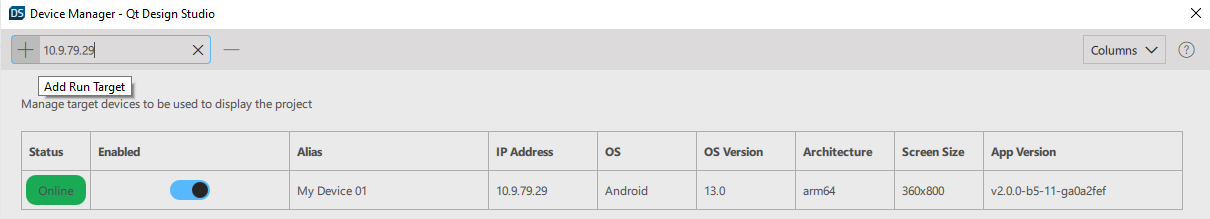 Add an device in the Device Manager
