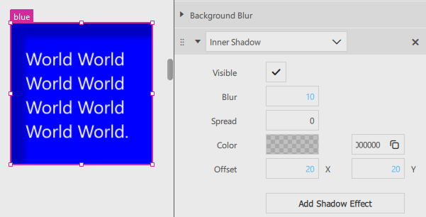 Inner shadow of the component