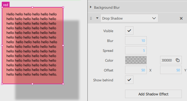 Show drop shadow behind the component