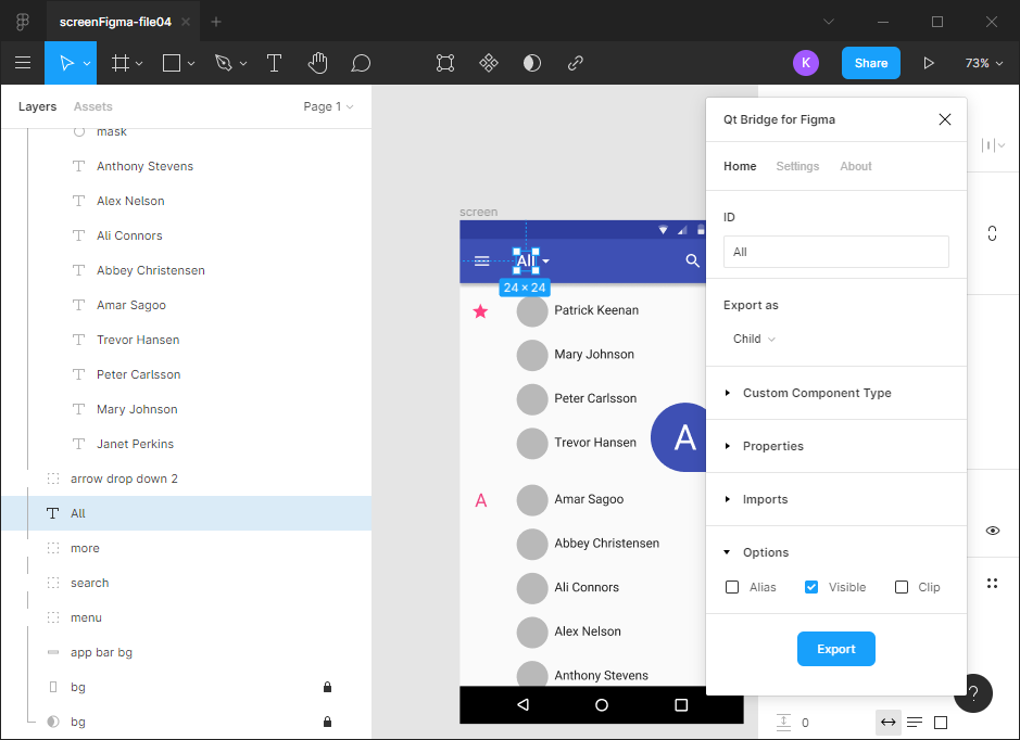 Qt Bridge for Figma open in Figma.