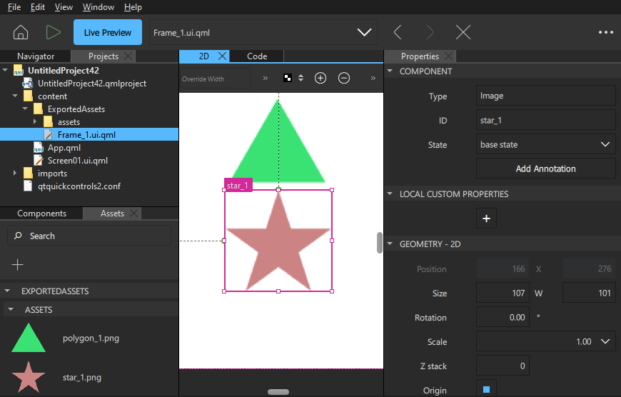 UI imported into Qt Design Studio
