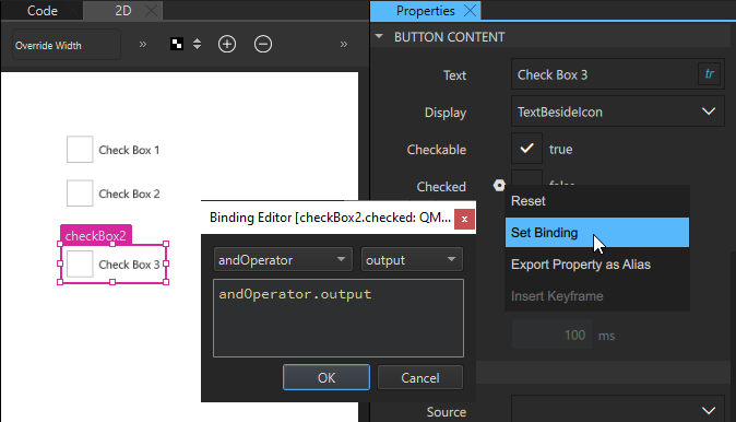 Binding Checked property to Output property.