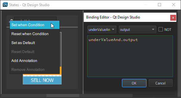 Setting when condition of underValue state