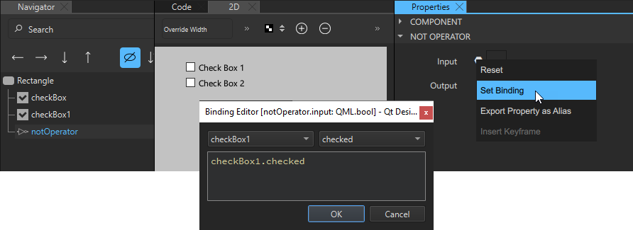 NOT operator properties