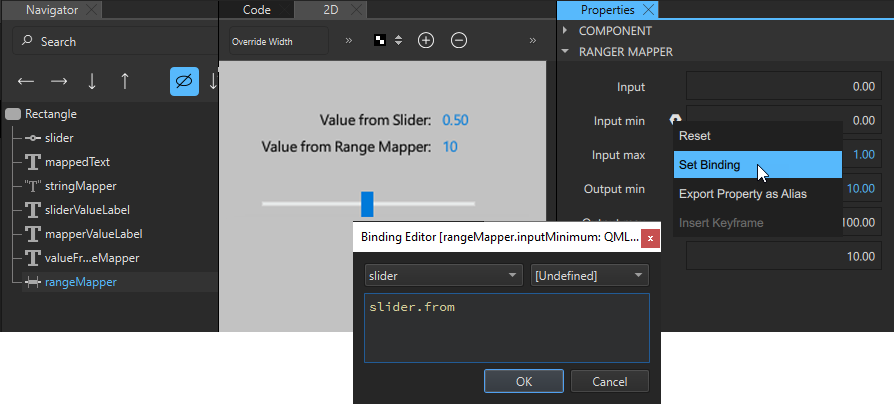 Binding range mapper minimum input to slider.from property