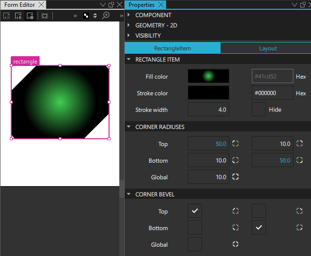 A studio rectangle with cut corners