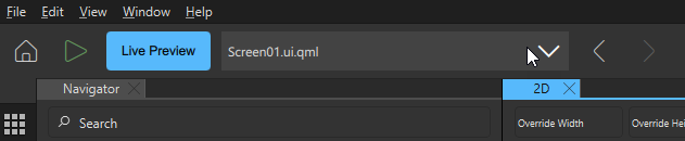 Changing between files using the dropdown menu.
