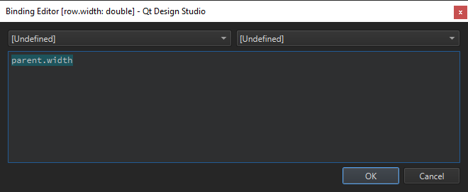 parent.width set in Binding Editor.
