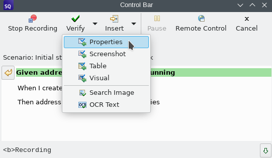 Verifying Properties from the Control Bar