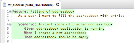 Execution results in Feature file