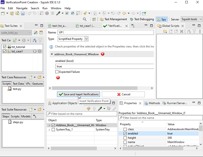 "Inserting Verification Point"