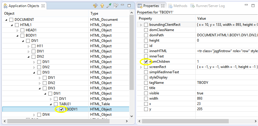 Location of the table