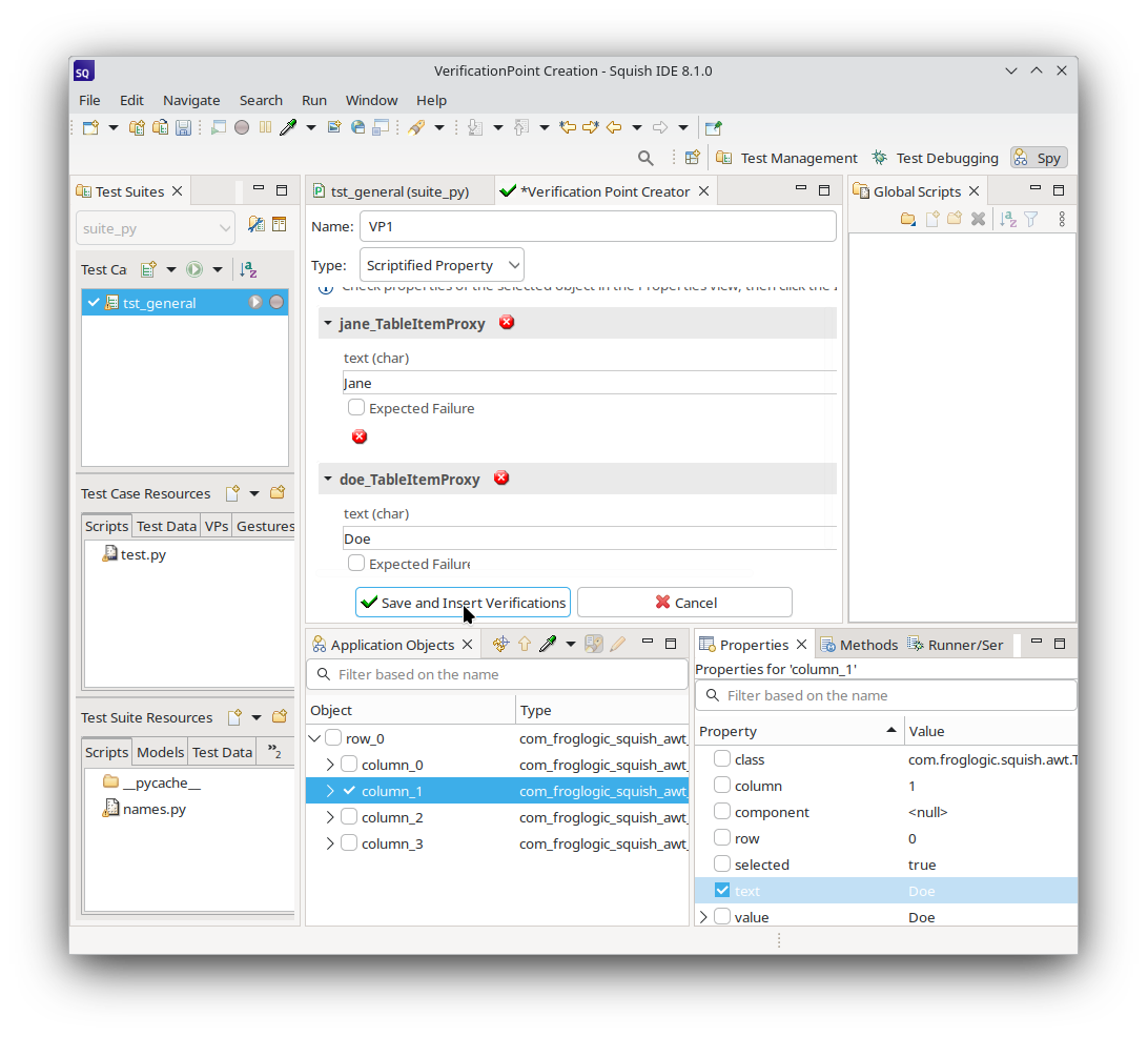 "Two verification points about to be inserted"