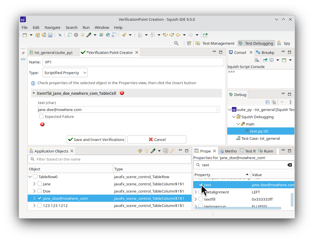 Choosing a property value to verify
