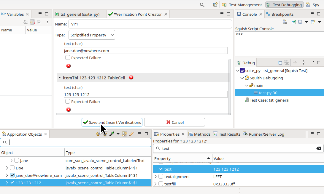 Choosing several property values to verify