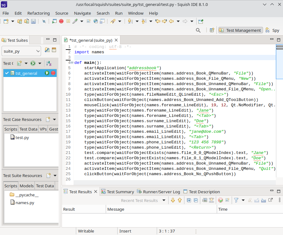 "The recorded tst_general test"