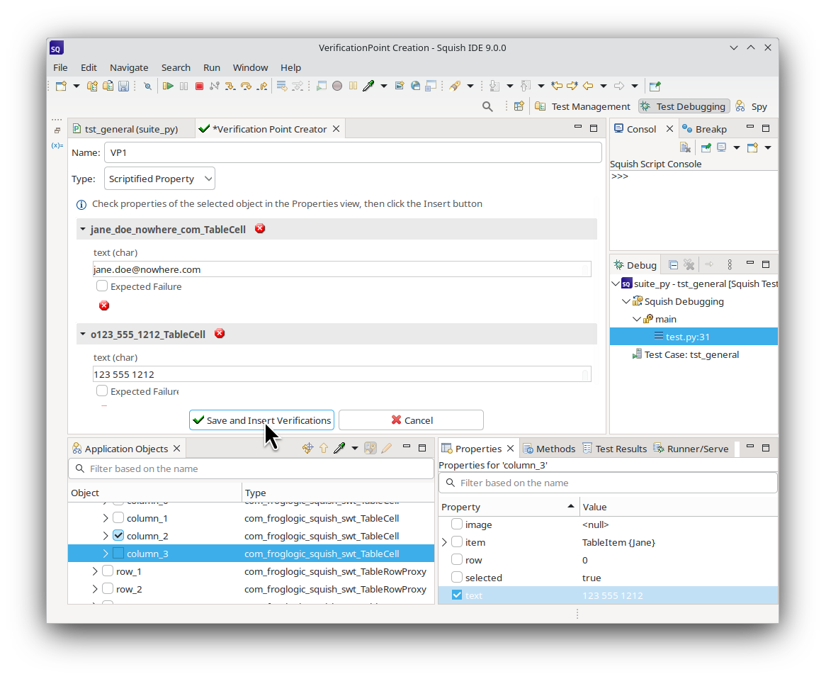 "Choosing several property values to verify"