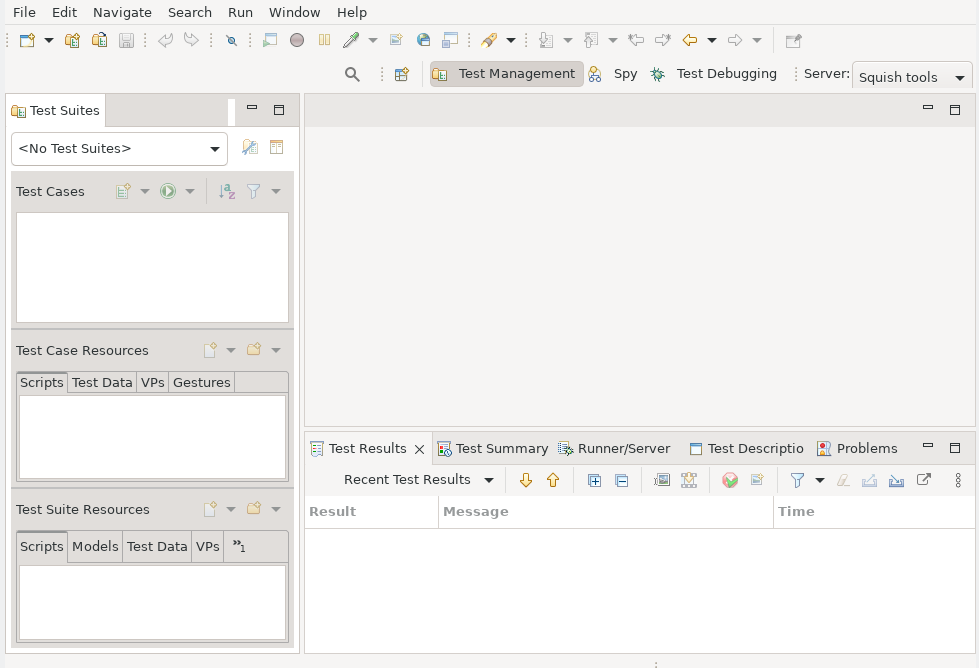 "The Squish IDE with no Test Suites"