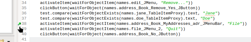 "The tst_general test case with a breakpoint"