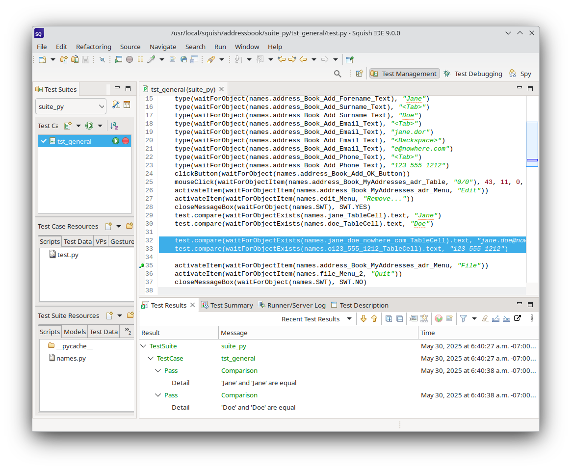 The newly inserted verification points