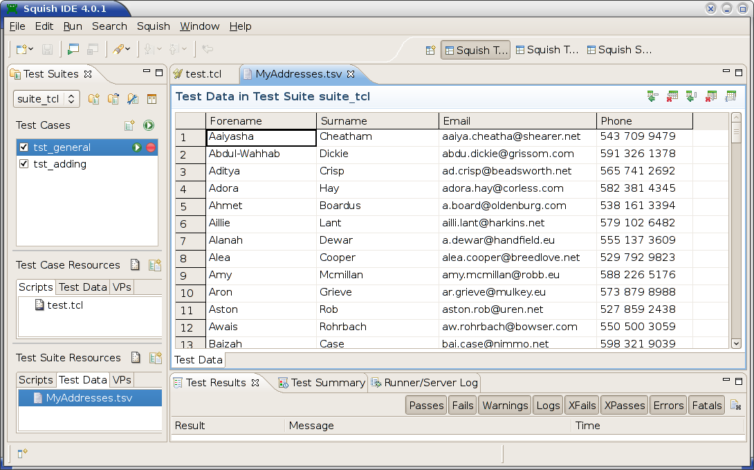 The Test Data Editor