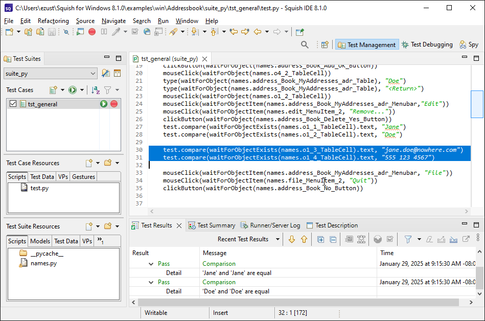 "Newly inserted verification points"