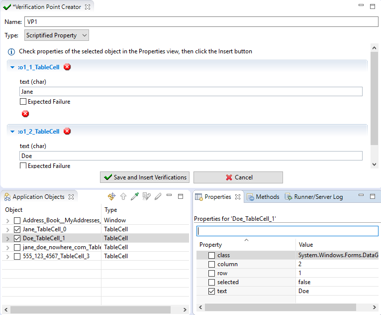 "Two verification points about to be inserted"