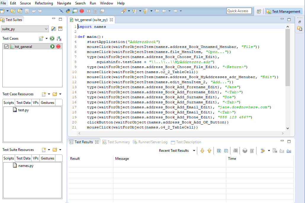 "The recorded tst_general test"